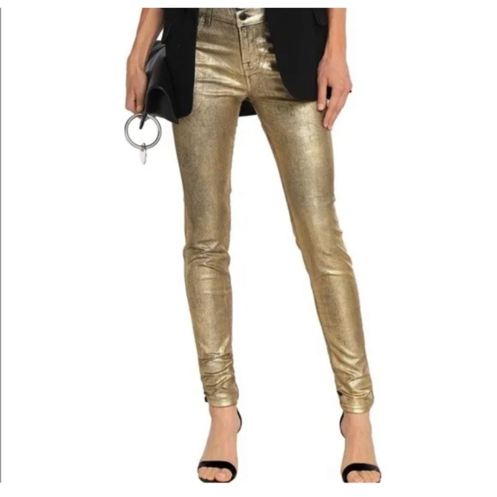 J Brand Gold Genuine Suede Pants 27